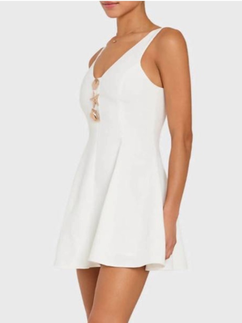 Amanda Uprichard White V-Neck Sleeveless Mini Dress with Nautical Charm - Picture 2 of 3